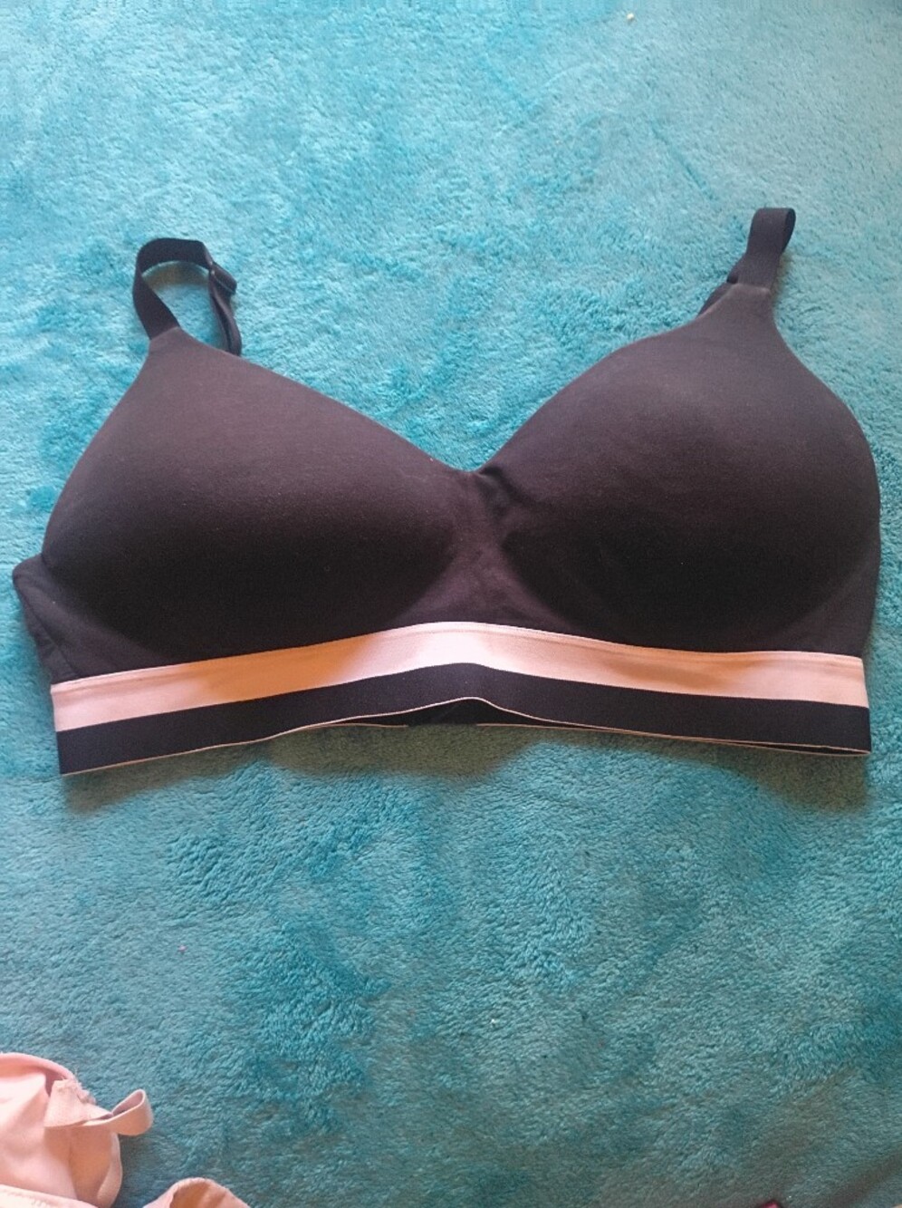 Hanes Seamless Black & Pink Wireless Comfort Bra